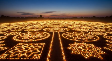 Luminous arabic pattern on the ground. 3d renderingの素材