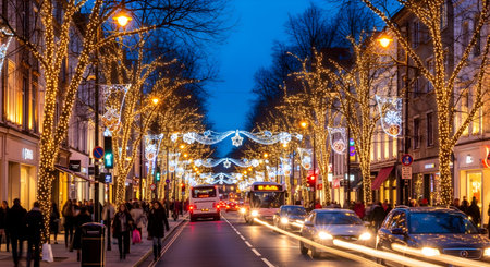Christmas lights on Oxford street in London, UKの素材