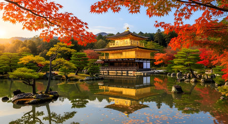 Autumn at Kinkaku-ji Temple in Kyoto, Japanの素材