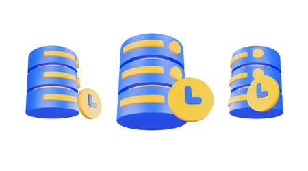 3d render database server icon with pending icon isolatedの写真素材