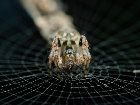 Trashline orbweavers eat prey on the web nest