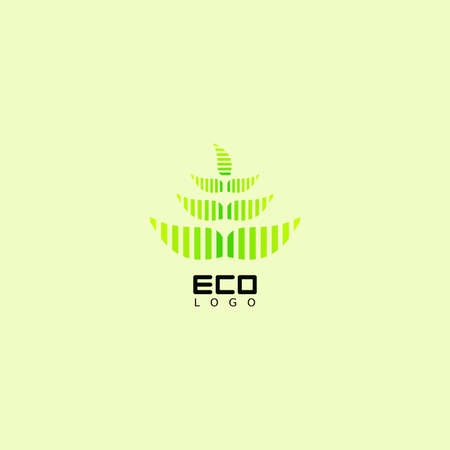 Green eco-friendly logo with leaf patterns for business, natural logo, green abstract logoのイラスト素材