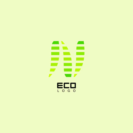 Green eco-friendly logo with leaf patterns for business, natural logo, green abstract logoのイラスト素材