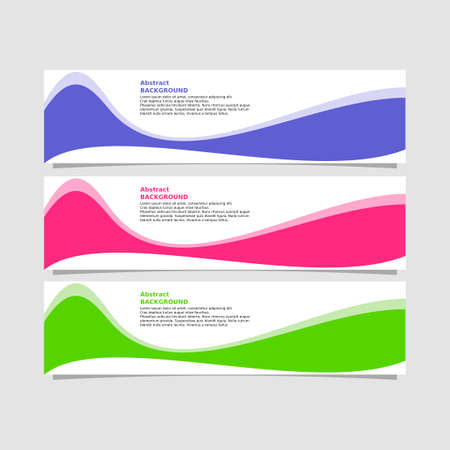 Abstract wave background. Three kinds of design colors in a set of abstract banner designs with blue, pink and green variantsのイラスト素材