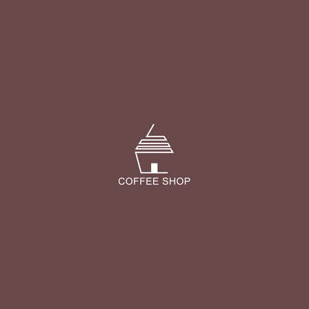Coffee shop logo. Simple natural home logo design, cafe or restaurant logo, coffee and tea shop for business.のイラスト素材