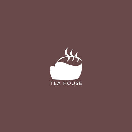 Tea shop logo. Simple natural home logo design, cafe or restaurant logo, coffee and tea shop for business.のイラスト素材
