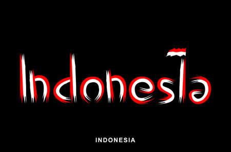 Indonesia flag. Indonesian flag vector design in red and white painted with brushes for invitations, banners or Indonesian national events.のイラスト素材