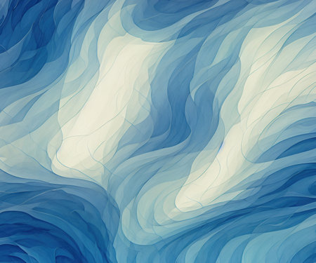 Abstract blue wavy background. Vector illustration. Can be used for wallpaper, web page background, web banners.の素材