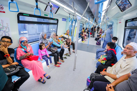 People inside Malaysia MRT (Mass Rapid Transit) train.のeditorial素材