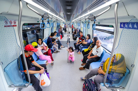 People inside Malaysia MRT (Mass Rapid Transit) train.