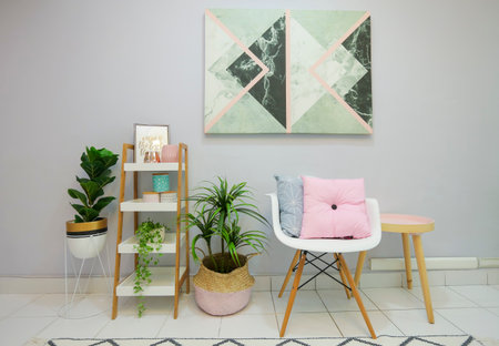 KUALA LUMPUR, MALAYSIA - MARCH 30, 2017 : Beautiful decoration home interior. Chairのeditorial素材
