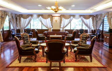 Interior with classic luxury leather chairのeditorial素材