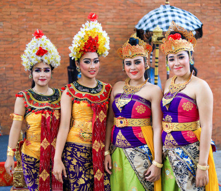 BALI, INDONESIA - NOVEMBER 15, 2017 : Women wearing traditional Bali dress at Garuda Wisnu Kencana Cultural Park or GWK, a cultural park located at Ungasan Bali.のeditorial素材
