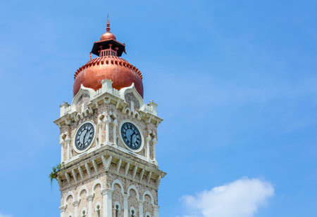 KUALA LUMPUR, MALAYSIA - JUNE 27, 2018 : The iconic clock tower of Sultan Abdul Samad building at Dataran Merdeka is one of the cityÕs most important tourist attractions and a historical landmark.のeditorial素材