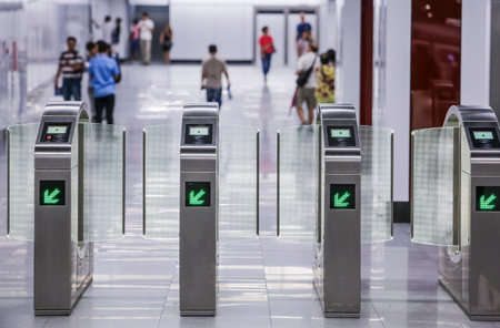 KUALA LUMPUR, MALAYSIA : JULY 17, 2017 : Entrance gate of Bukit Bintang Mass Rapid Transit (MRT) stations. MRT alleviate the severe traffic congestion in the KL metropolitan area.のeditorial素材