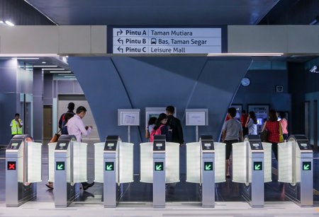 KUALA LUMPUR, MALAYSIA : JULY 17, 2017 : Passenger at entrance gate of Taman Mutiara Mass Rapid...