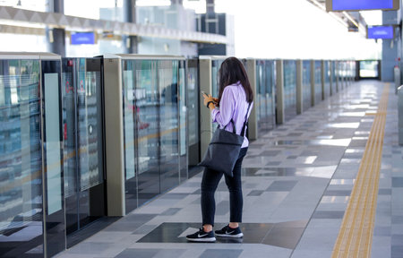 KUALA LUMPUR, MALAYSIA - JULY 22, 2017 : Passenger waiting for Malaysia MRT (Mass Rapid Transit)...