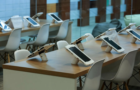 KUALA LUMPUR, MALAYSIA - AUGUST 07, 2018 : Smart library for reading ebook using computer tablet....