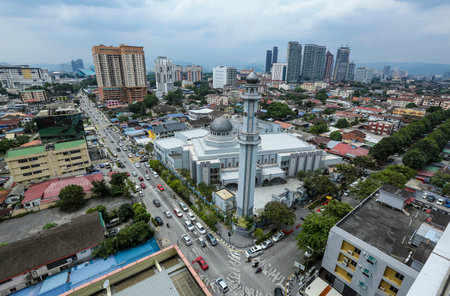 KUALA LUMPUR, MALAYSIA - JULY 18, 2018 : Masjid Jamek Kampung Baru or Kampung Baru Mosque. Kampung Baru is a traditional village in Kuala Lumpur city centre.のeditorial素材