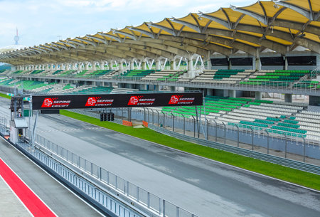 SEPANG, MALAYSIA - DECEMBER 03, 2018 : Empty race track of Sepang International Circuit (SIC) Malaysia. Venue for the major motorsport events.のeditorial素材