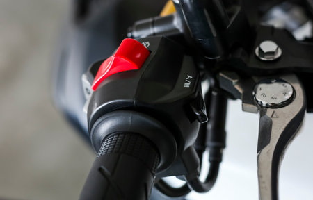 KUALA LUMPUR, MALAYSIA - NOVEMBER 15, 2018 : Auto & manual button. Detail and close up of Honda X-ADV 745cc Adventure Scooter / Crossover Adventure Bike.のeditorial素材