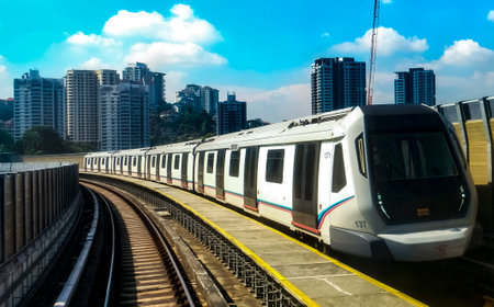 KUALA LUMPUR, MALAYSIA : OCTOBER 25, 2018 : Malaysia Mass Rapid Transit (MRT) train. MRT alleviate the severe traffic congestion in the KL metropolitan area.のeditorial素材