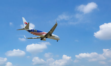 SEPANG, MALAYSIA - FEBRUARY 08, 2019 : Malaysia Airlines (MAS) aircraft. Malaysia Airlines Berhad operates scheduled domestic and international flights to more than 1000 destinations and 150 countriesのeditorial素材