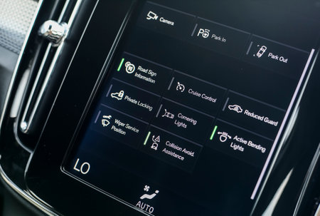 KUALA LUMPUR, MALAYSIA - MARCH 22, 2019 : View of centre touch screen panel for control car system...