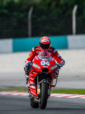 SEPANG, MALAYSIA - FEBRUARY 06, 2019 : Andrea Dovizioso of Italy and Ducati Team during the MotoGP Test at Sepang International Circuit (SIC).のeditorial素材