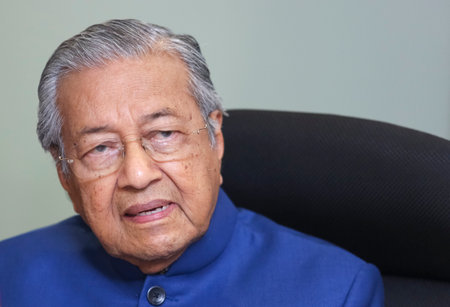 KUALA LUMPUR, MALAYSIA - APRIL 19, 2019 : Malaysia's Prime Minister, Mahathir Mohamad. Malaysian politician currently serving as the Prime Minister of Malaysia for the second time at age 93 years.のeditorial素材