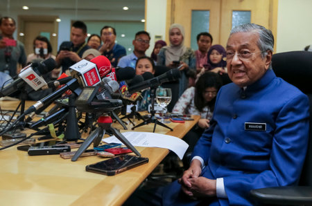 KUALA LUMPUR, MALAYSIA - APRIL 19, 2019 : Malaysia's Prime Minister, Mahathir Mohamad. Malaysian politician currently serving as the Prime Minister of Malaysia for the second time at age 93 years.のeditorial素材