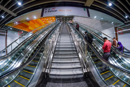 KUALA LUMPUR, MALAYSIA : AUGUST 01, 2017 : Cochrane MRT station. Mass Rapid Transit (MRT) alleviate the severe traffic congestion in the KL metropolitan area.のeditorial素材