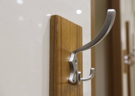 wooden hanger on wallの写真素材
