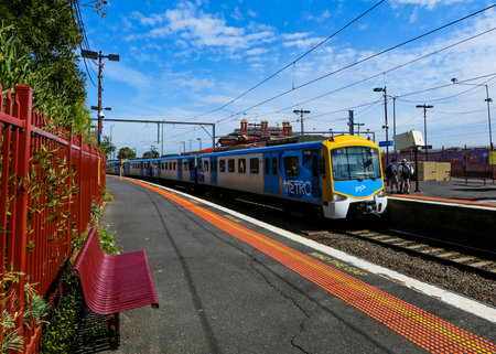 MELBOURNE, AUSTRALIA - MARCH 16, 2018 : Metro Trains Melbourne at Brighton Beach Station.のeditorial素材