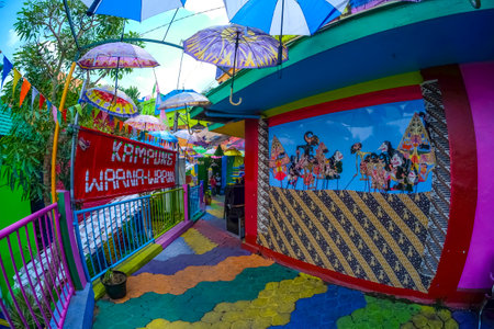 MALANG, INDONESIA - NOVEMBER 29, 2019 : The colorful houses of Kampung Warna Warni in Jodipan. Popular place to visit for city tour on holidays. Travel destination in East Java.のeditorial素材