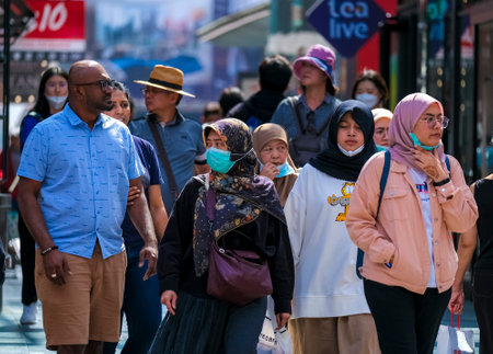 KUALA LUMPUR, MALAYSIA - FEBRUARY 22, 2020 : People wearing face mask to prevent infection of virus...