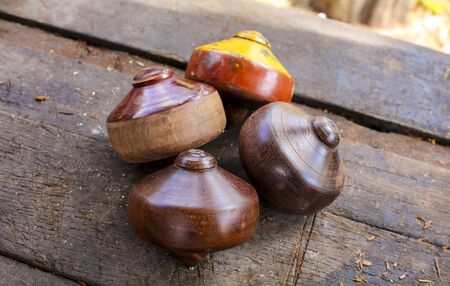 Traditional game called gasing or tops spinning. Gasing is Malaysia popular heritage game for...