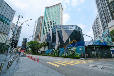 KUALA LUMPUR, MALAYSIA - MARCH 22, 2020: A View of almost empty Bukit Bintang area as the Government imposed a Movement Control Order (MCO) nationwide to combat the COVID-19 outbreak.のeditorial素材