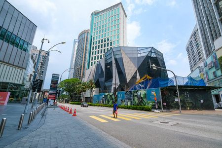 KUALA LUMPUR, MALAYSIA - MARCH 22, 2020: A View of almost empty Bukit Bintang area as the Government imposed a Movement Control Order (MCO) nationwide to combat the COVID-19 outbreak.のeditorial素材