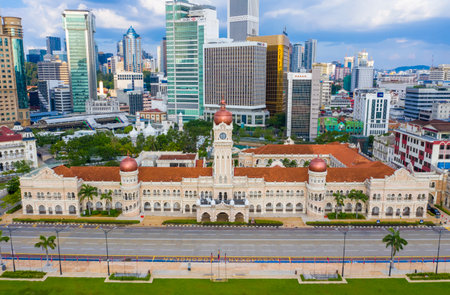 KUALA LUMPUR, MALAYSIA - APRIL 19, 2020: Aerial view of the iconic Sultan Abdul Samad building at Dataran Merdeka is one of the cityÕs most important tourist attractions and a historical landmark.のeditorial素材