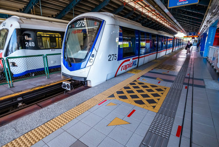 KUALA LUMPUR, MALAYSIA - MAY 05, 2020: Malaysia Light Rail Transit (LRT) train operated by Rapid...