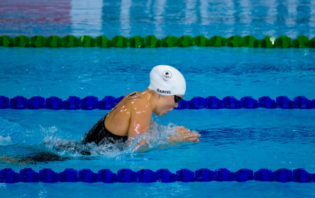GOLD COAST, AUSTRALIA - APRIL 05, 2018: Athlete swimming during 2018 Gold Coast Commonwealth Games...