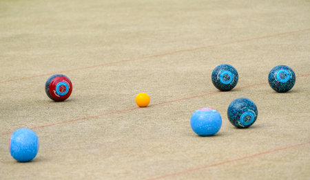 GOLD COAST, AUSTRALIA - APRIL 13: Lawn Bowls event of the Gold Coast 2018 Commonwealth Games at Broadbeach Bowls Club.のeditorial素材