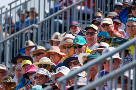 GOLD COAST, AUSTRALIA - APRIL 13: Spectator at stadium during Lawn Bowls event of the Gold Coast 2018 Commonwealth Games at Broadbeach Bowls Club.のeditorial素材