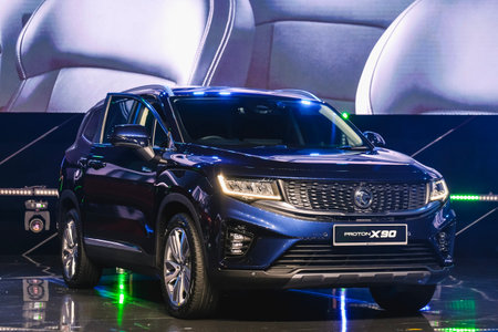 KUALA LUMPUR, MALAYSIA - MAY 07, 2023: Brand new Proton X90, D-segment SUV market produce by Malaysian automobile manufacturer, Proton.のeditorial素材