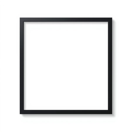 A modern square vector frame with a bold black border and subtle inner shadow, centered on a white background, perfect for photos, posters, artwork, and clean layouts.のイラスト素材