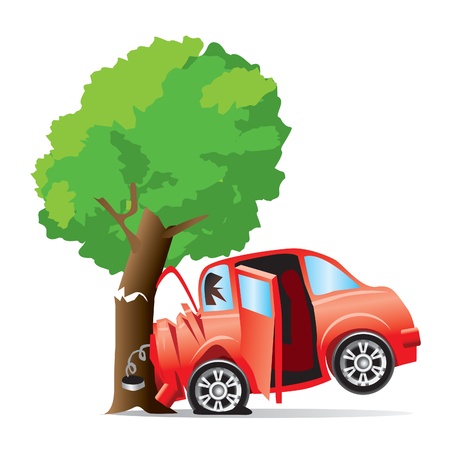 car crashed into tree のイラスト素材