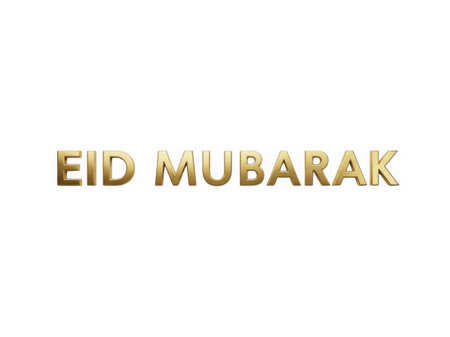 Golden Eid Mubarak text isolated on a transparent backgroundの素材