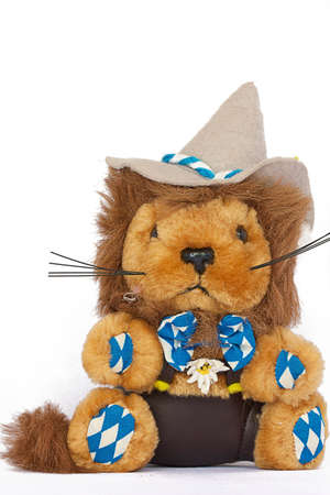 Bavarian stuffed bear sitting with hatの写真素材