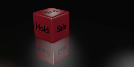 Red Stock exchance decision cube in reflecting environment の写真素材